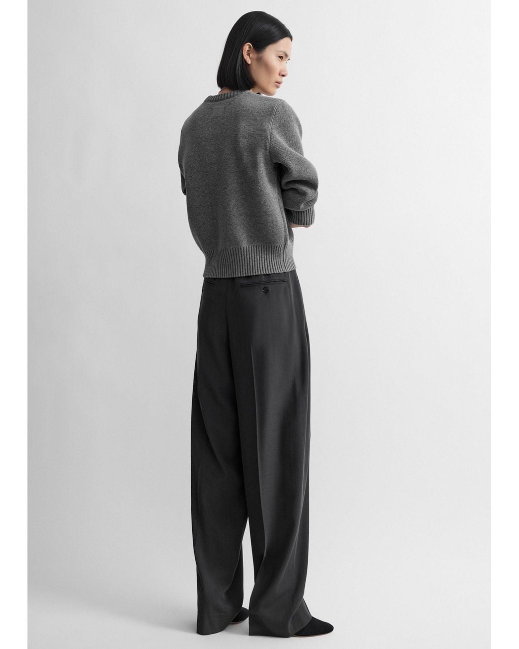 Totême Gray High-Waist Trousers Petite