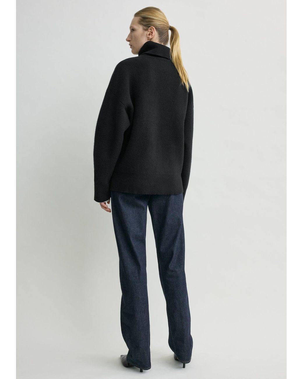 Totême Black Double-Knit Turtleneck