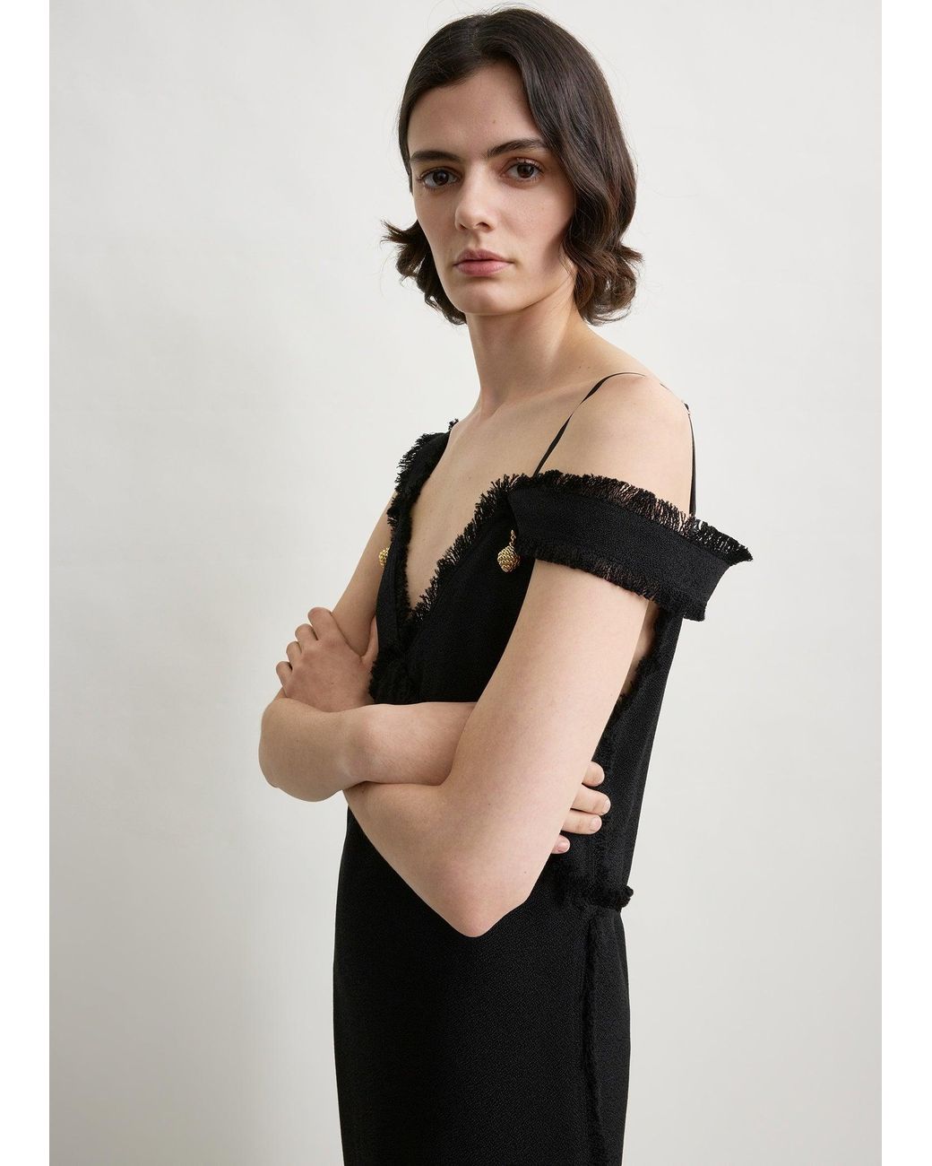 Totême  White V-Neck Raw Slip Dress