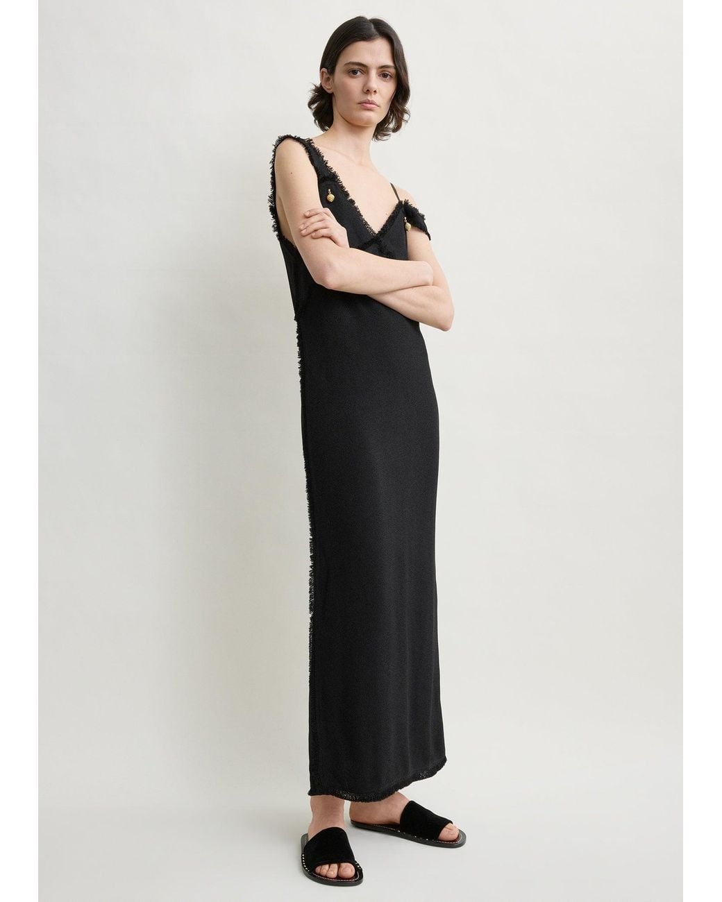 Totême  White V-Neck Raw Slip Dress