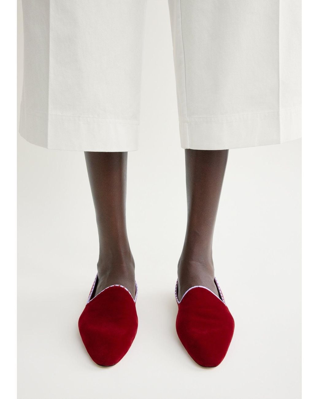 Totême Red Velvet Venetian Slippers