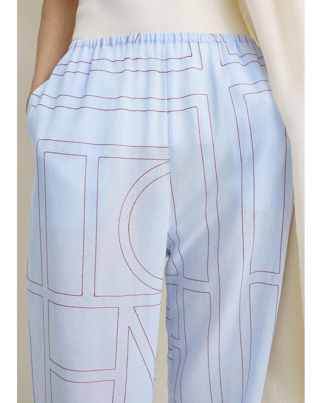 Totême  White Monogram Cotton-Blend Pj Bottoms