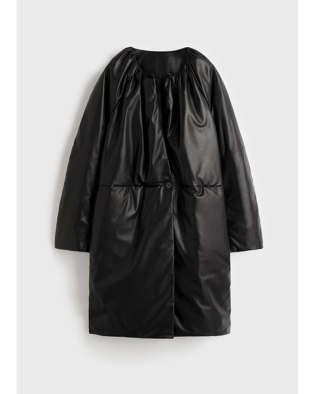 Totême Black Padded Leather Coat