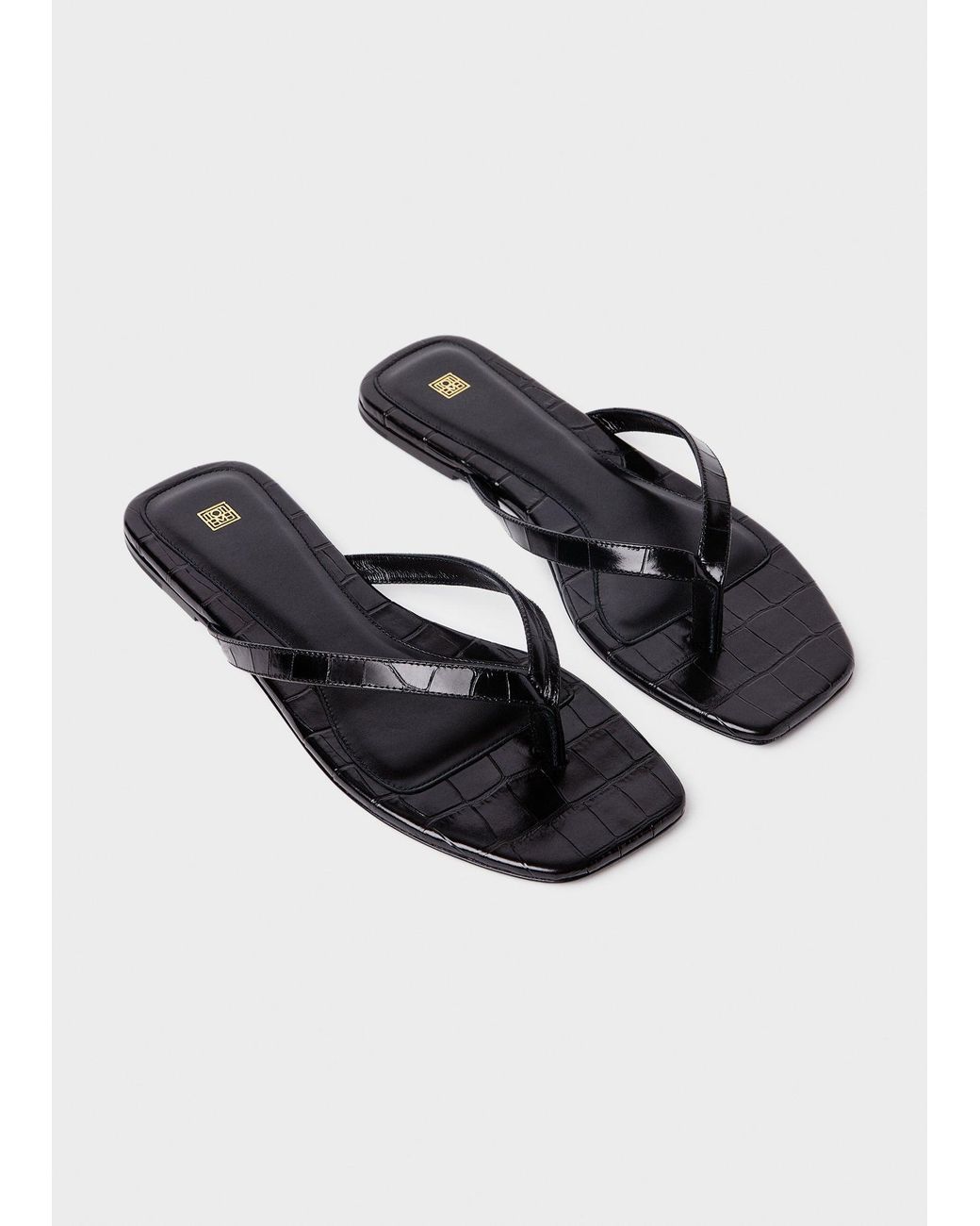 Totême  White Croco-Embossed Flip Flops