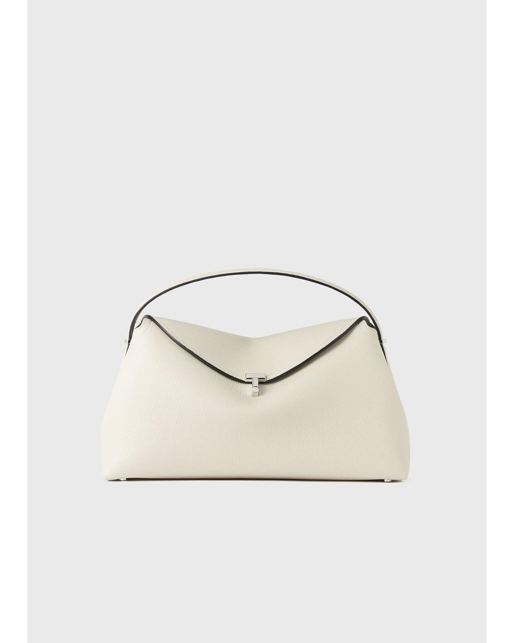 Totême Natural T-Lock Grained-Leather Top Handle Milk