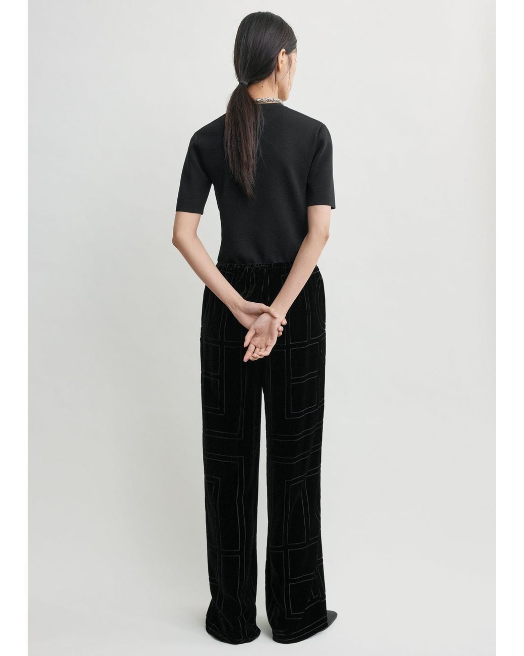 Totême  Black Monogram Devoré Pj Bottoms