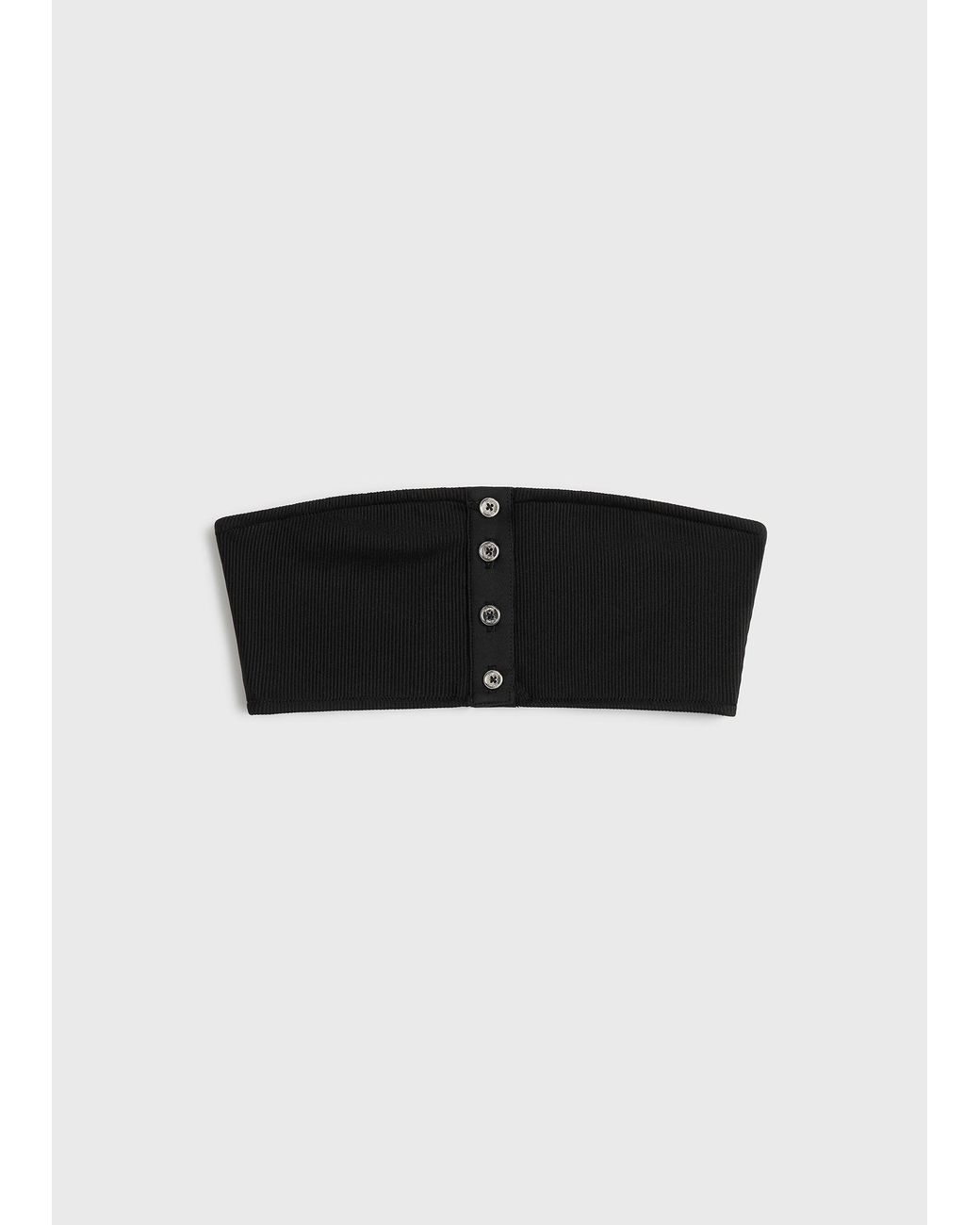 Totême Black Ribbed Strapless Bikini Top