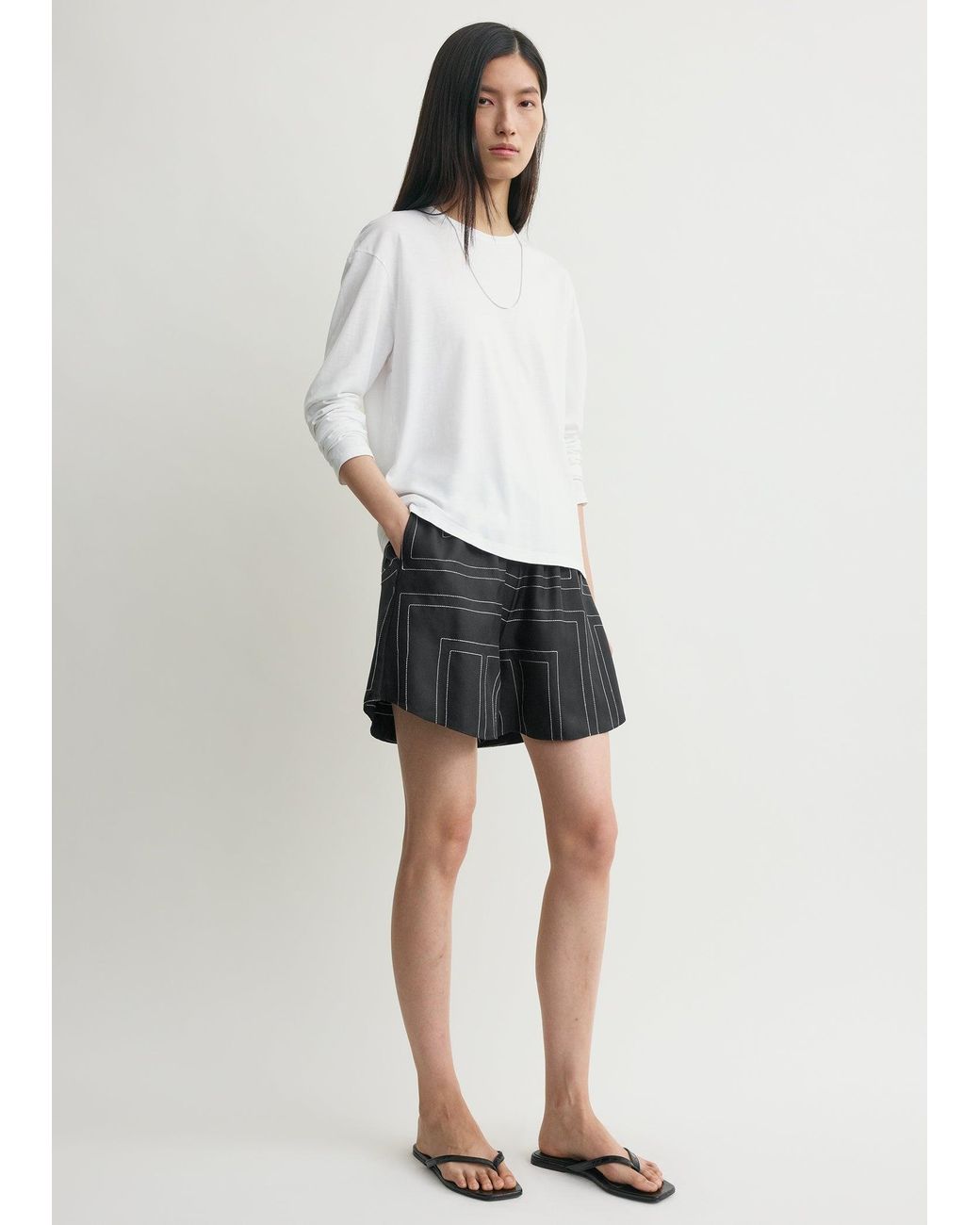 Totême White Monogram Silk Pj Shorts