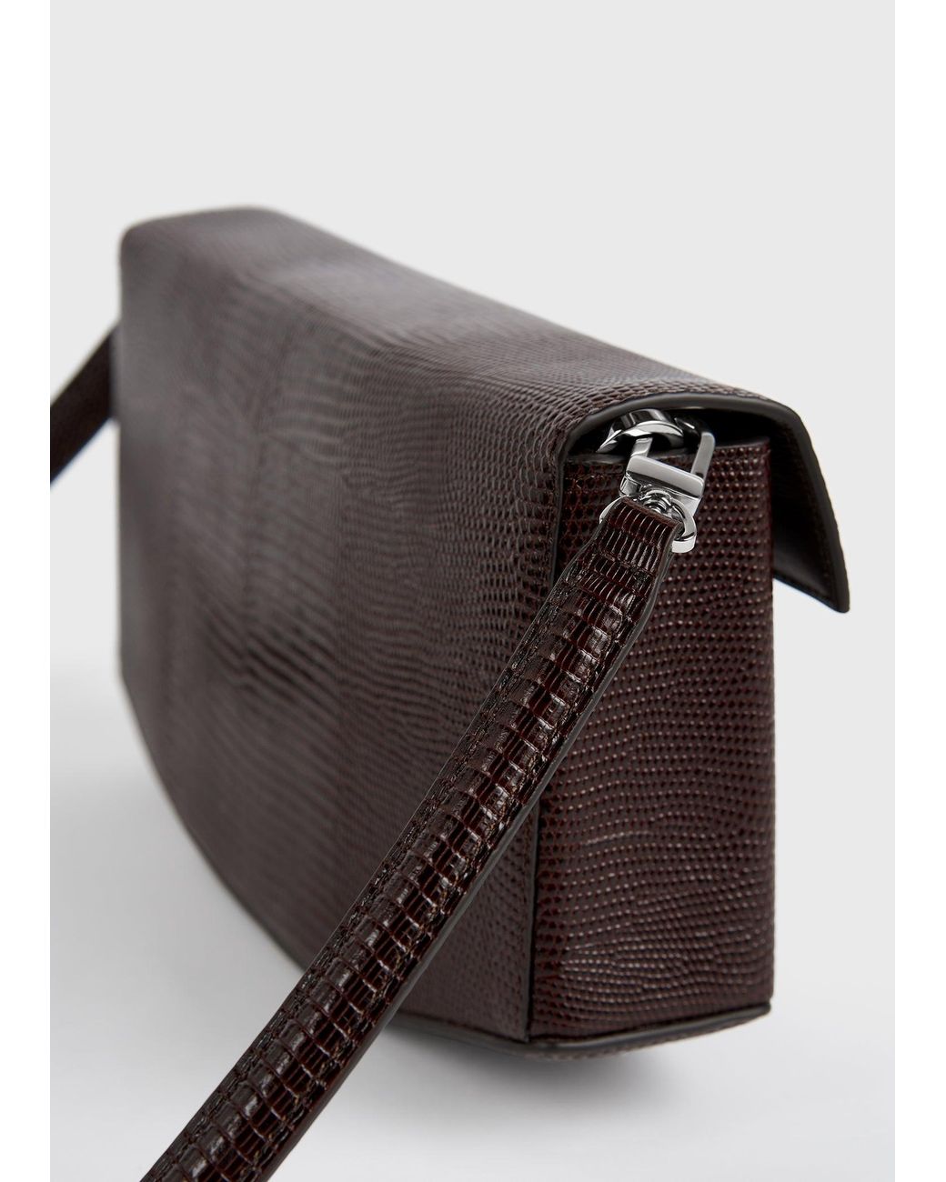 Totême  White Clip Lizard-Embossed Clutch