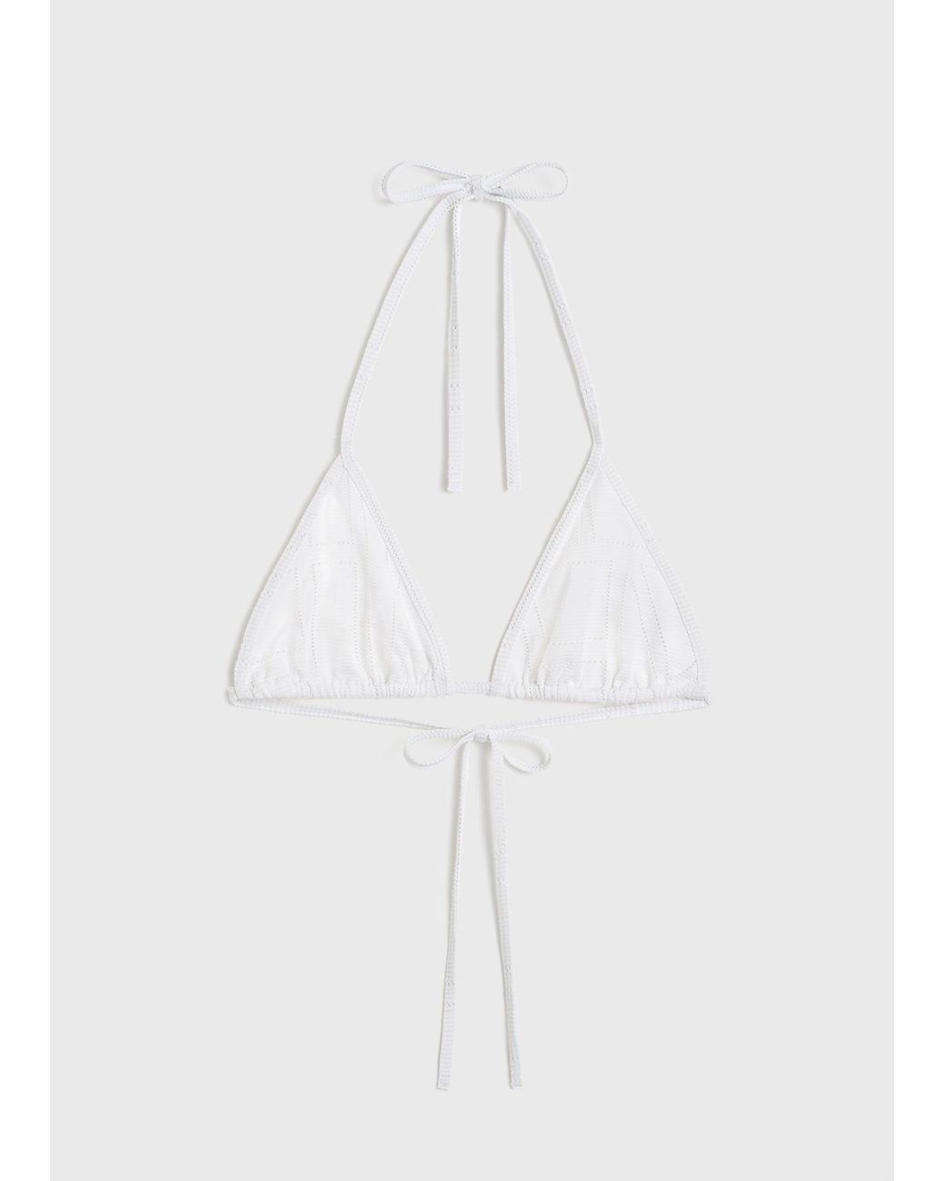 Totême White Monogram Pointelle Bikini Top