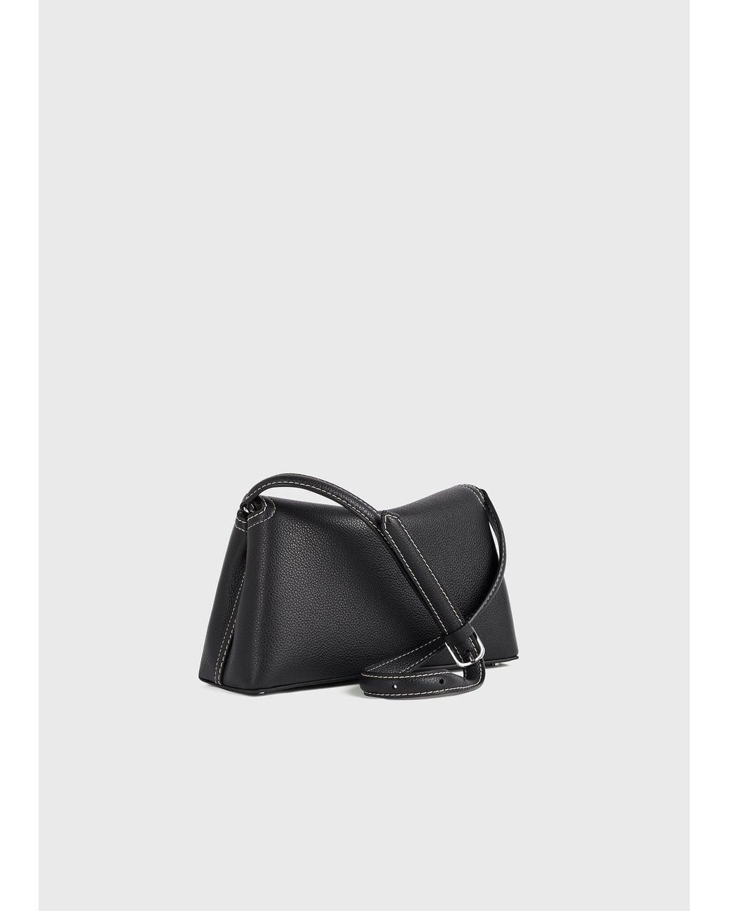 Totême Black T-Lock Grained-Leather Clutch