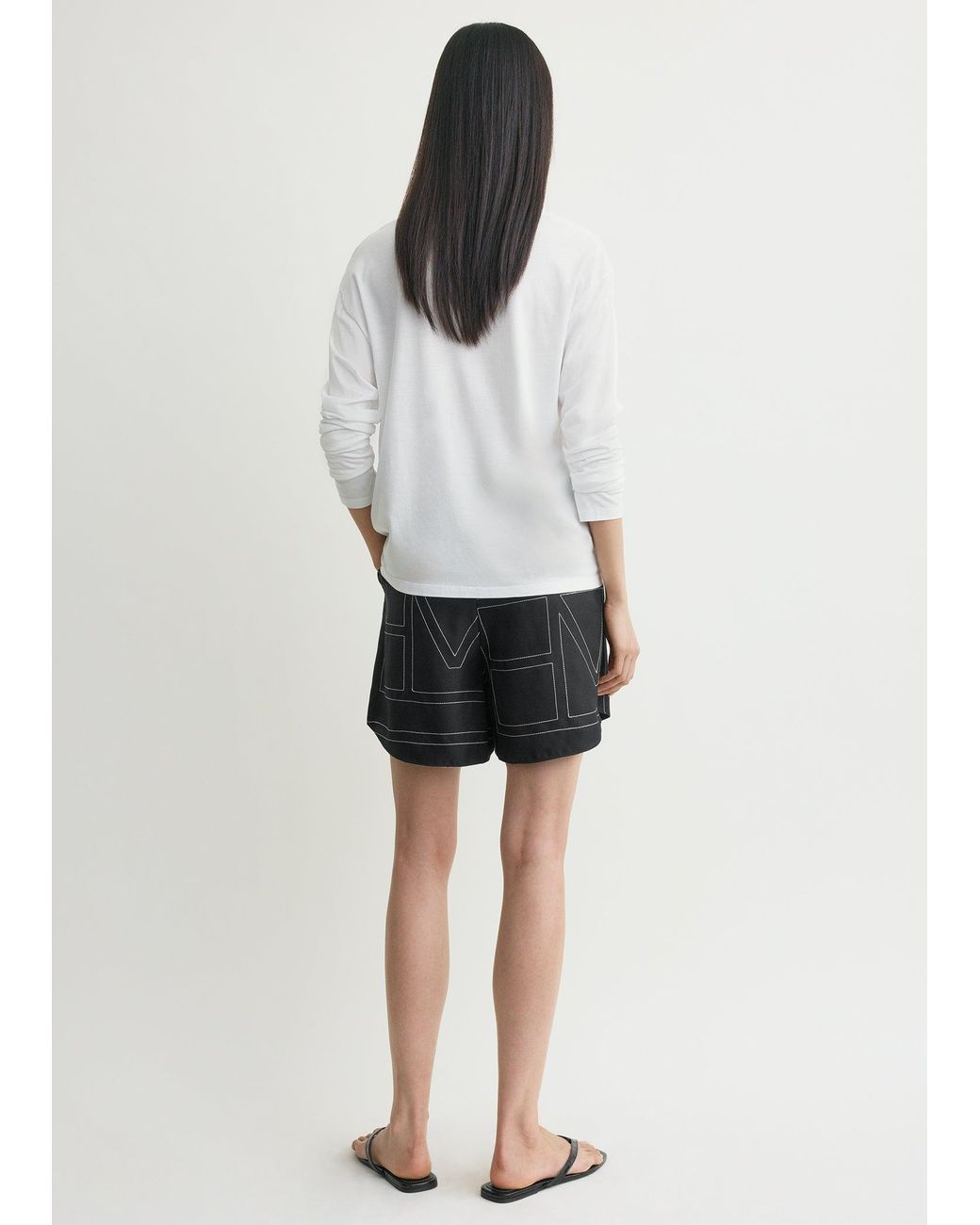 Totême White Monogram Silk Pj Shorts