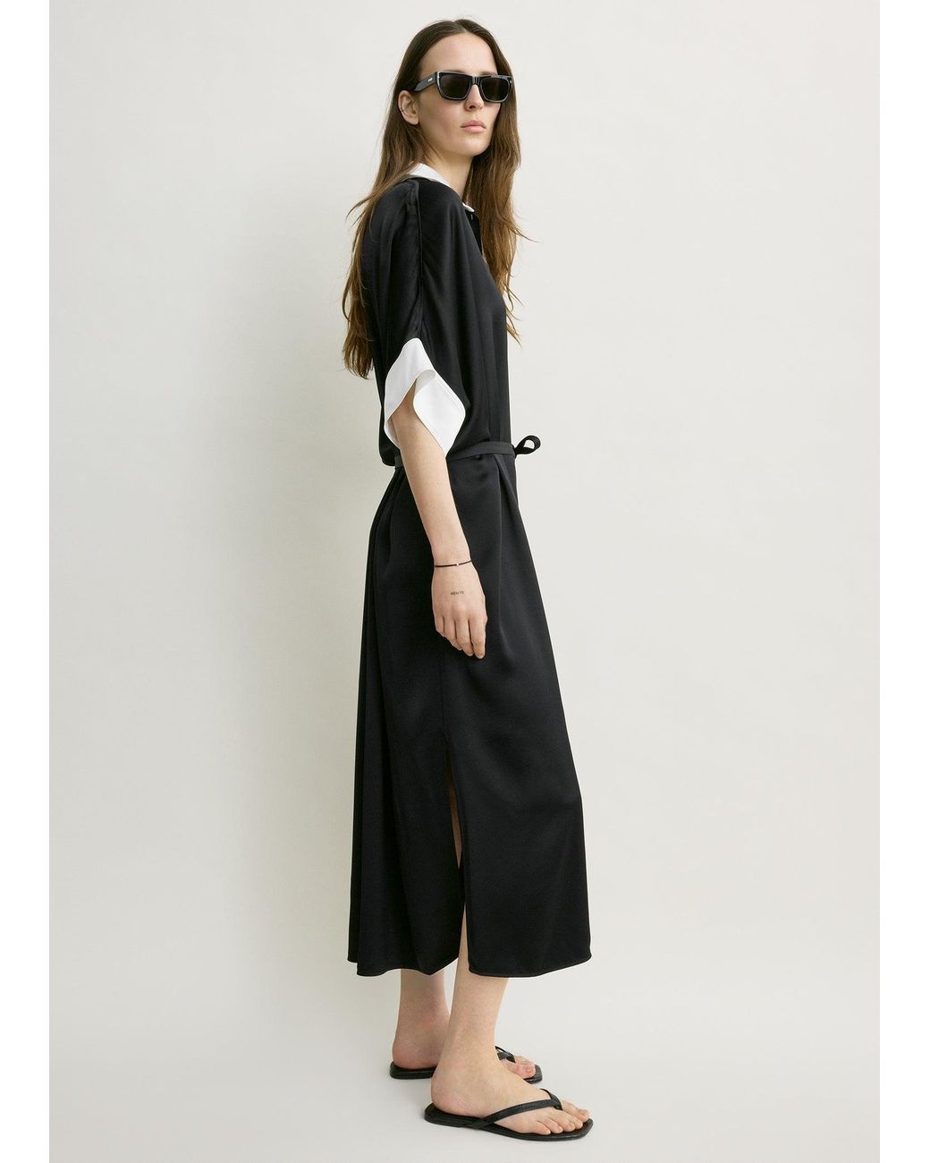 Totême Black Satin Shirtdress