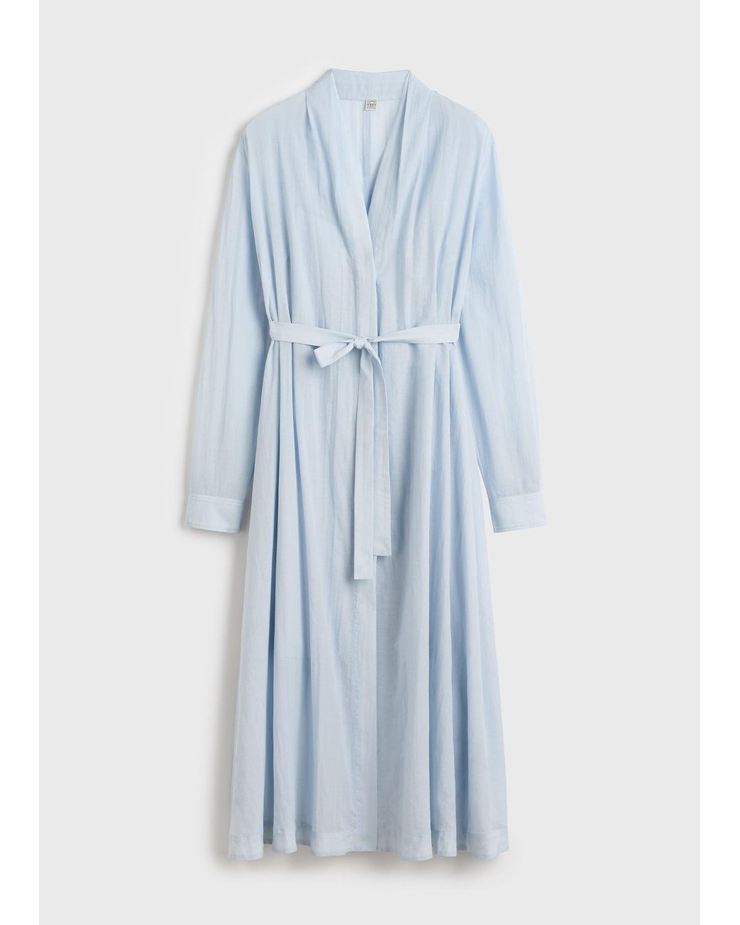 Totême Blue Belted Cotton Voile Dress