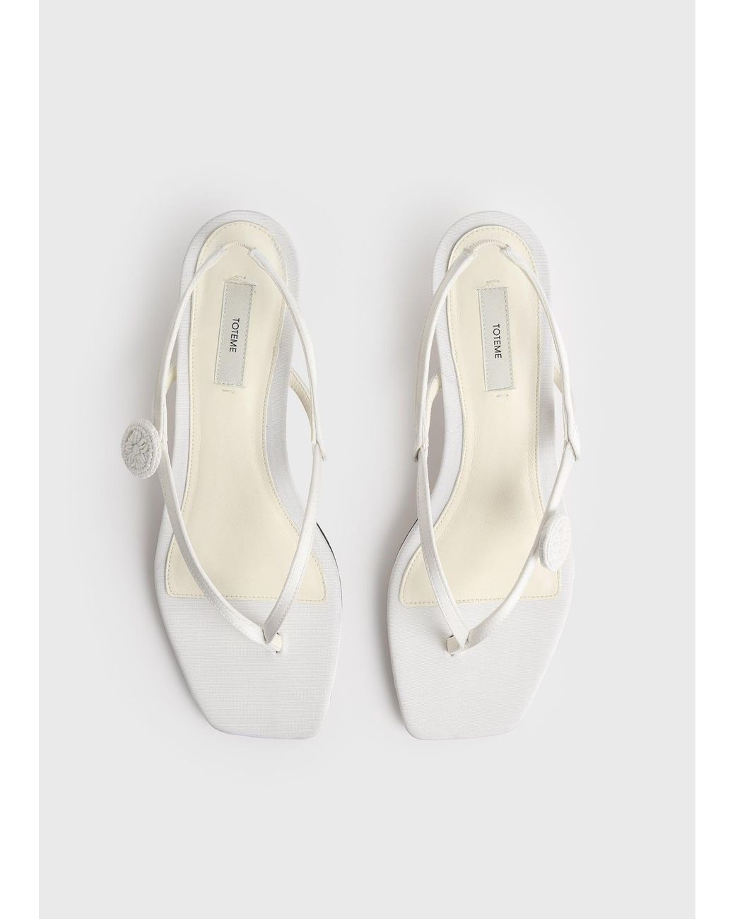Totême White Slingback Satin Flip Flops