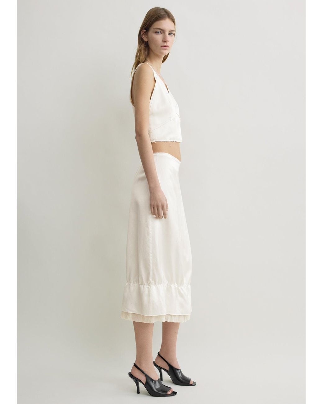 Totême  Natural Layered Satin Skirt