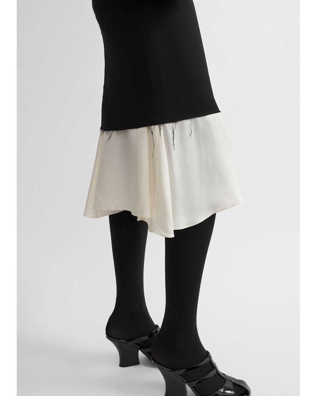 Totême White Layered Raw-Edge Skirt
