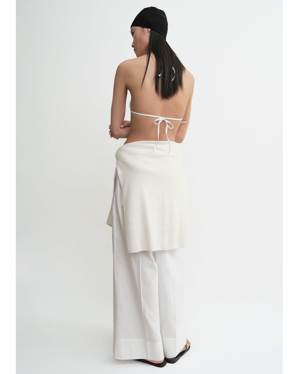 Totême White Monogram Pointelle Bikini Top
