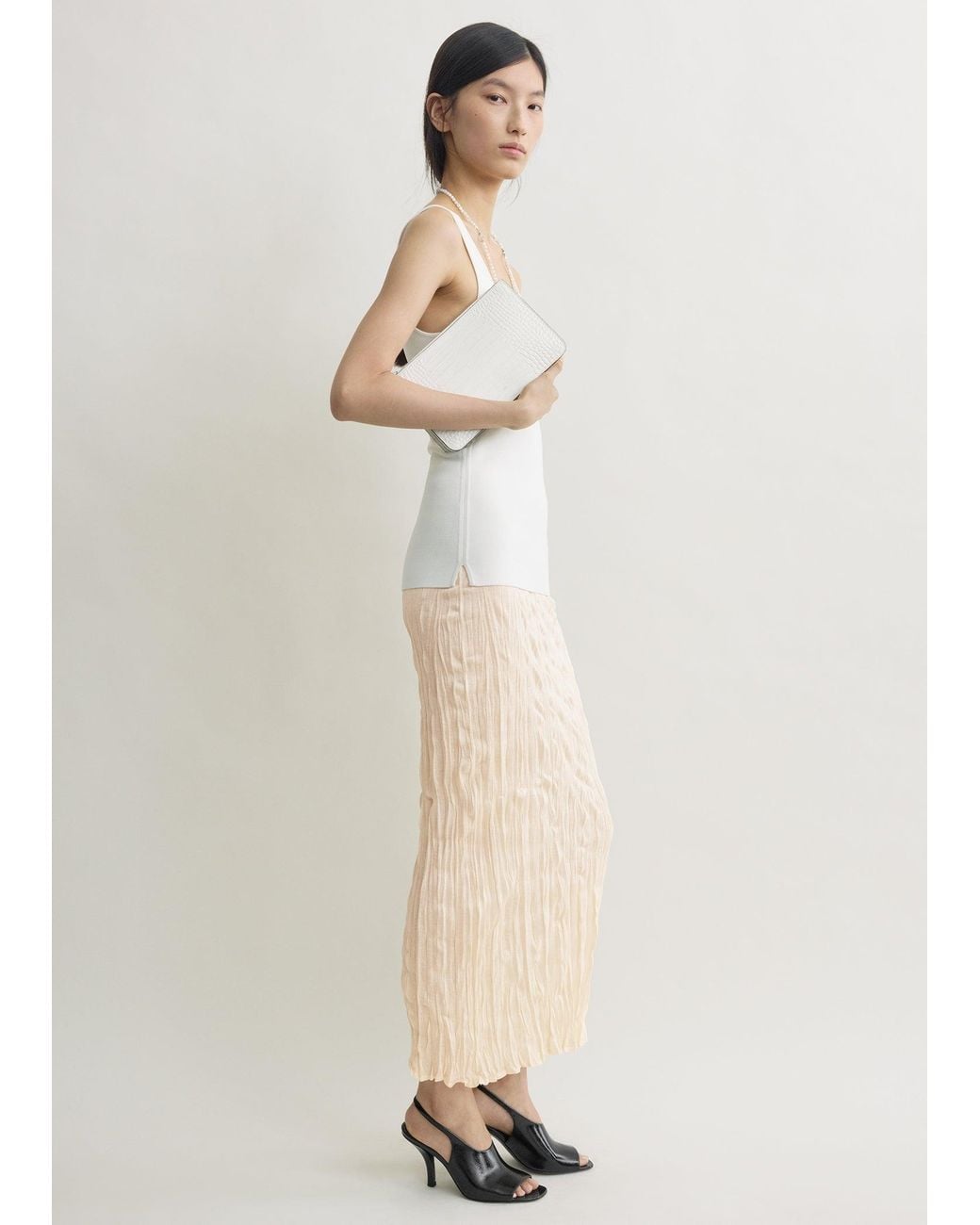 Totême Natural Crinkled Knit Skirt