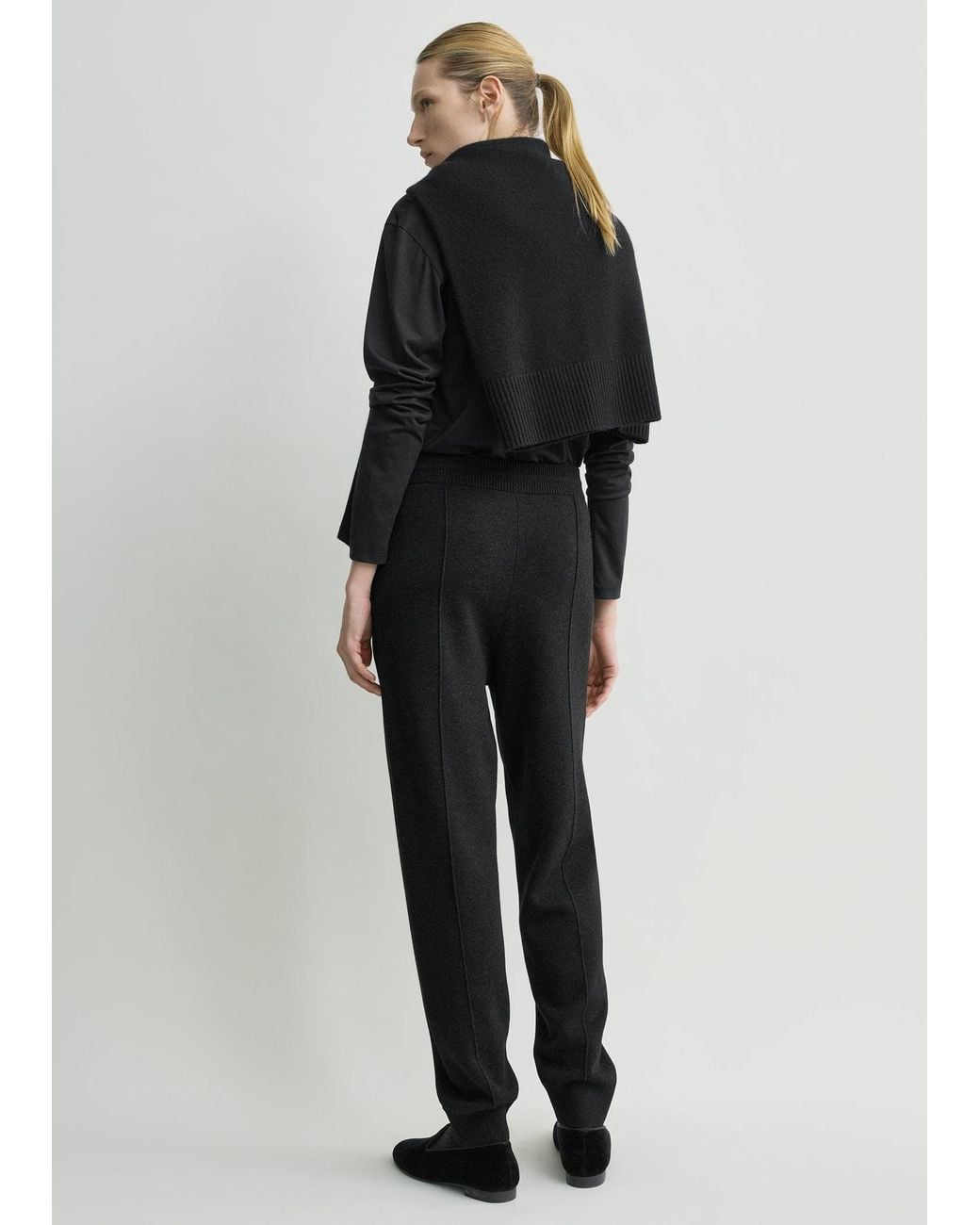 Totême Black Pintucked Sweatpants Charcoal