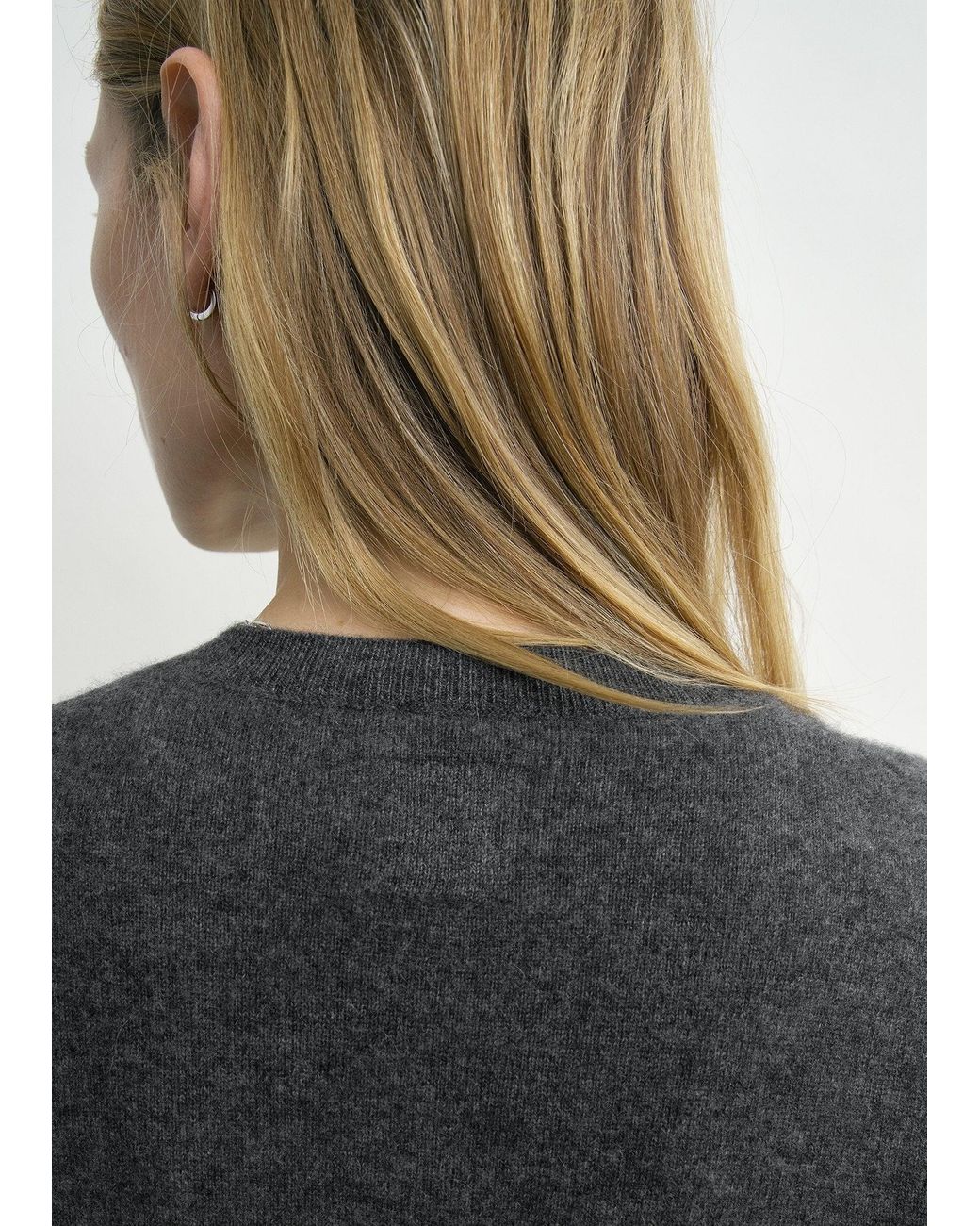 Totême  Gray Cashmere V-Neck Knit Charcoal