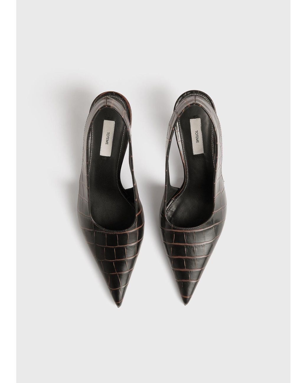 Totême White Classic Croco-Embossed Slingbacks