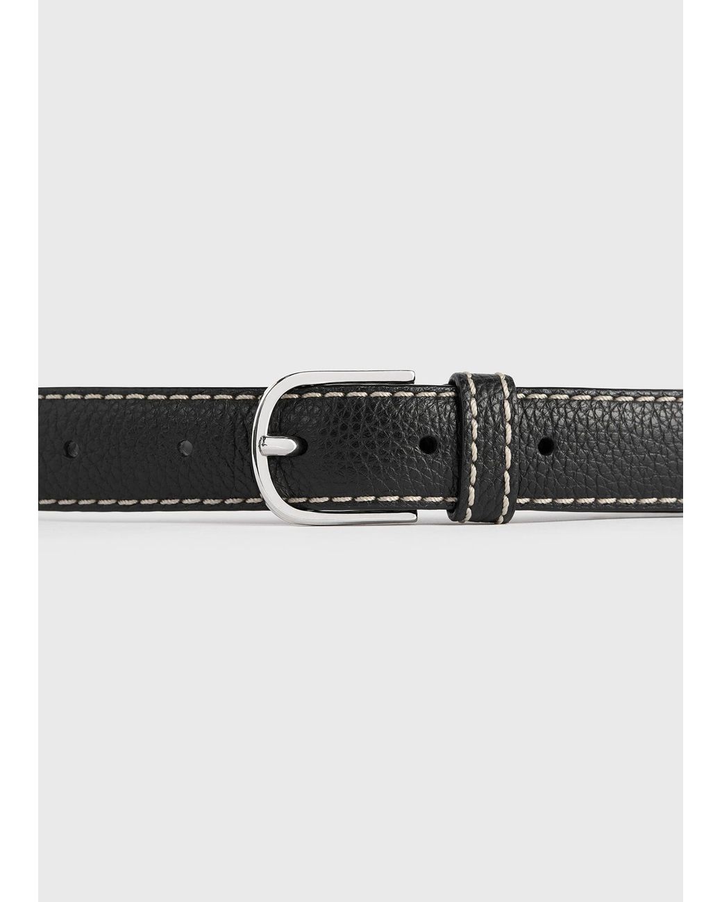 Totême  White Slim Grained-Leather Belt