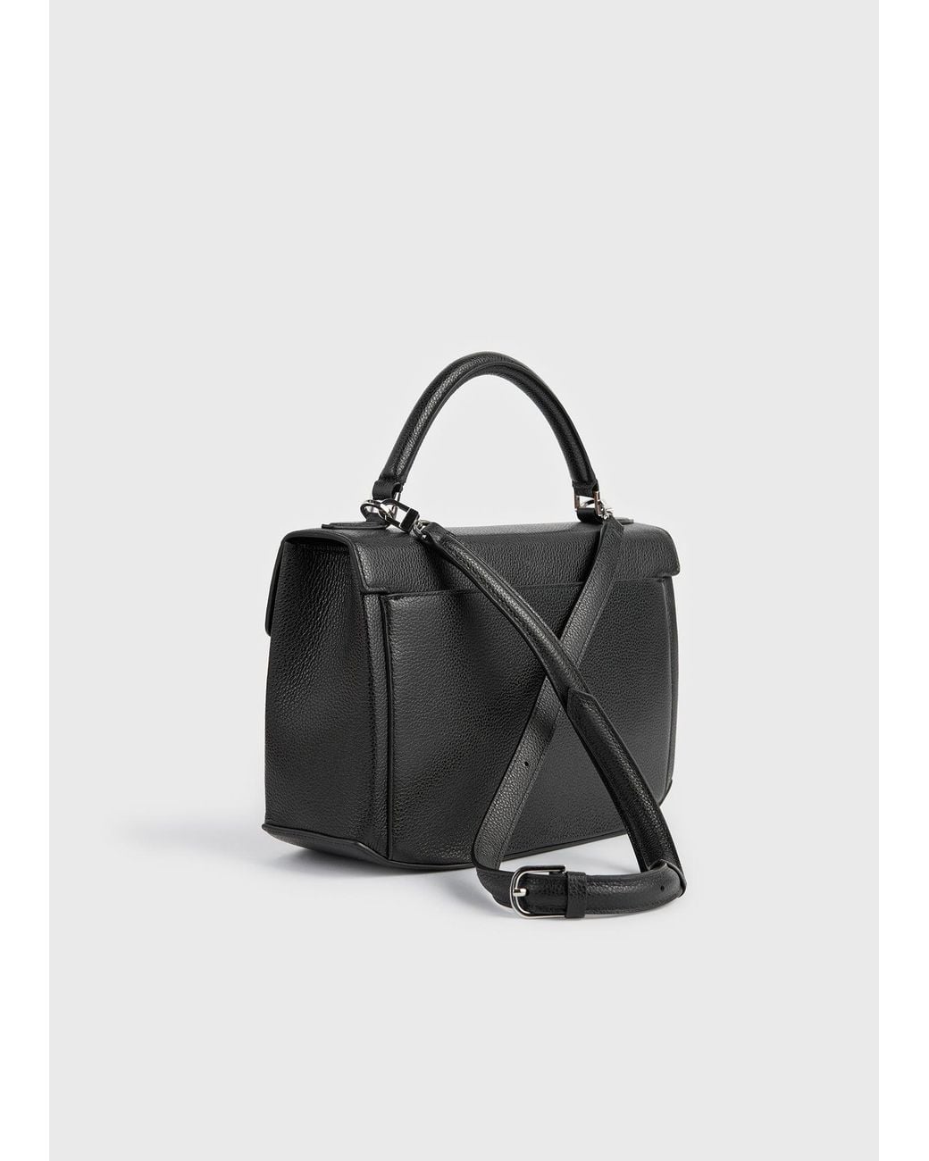 Totême  Black Clip Grained-Leather Top Handle