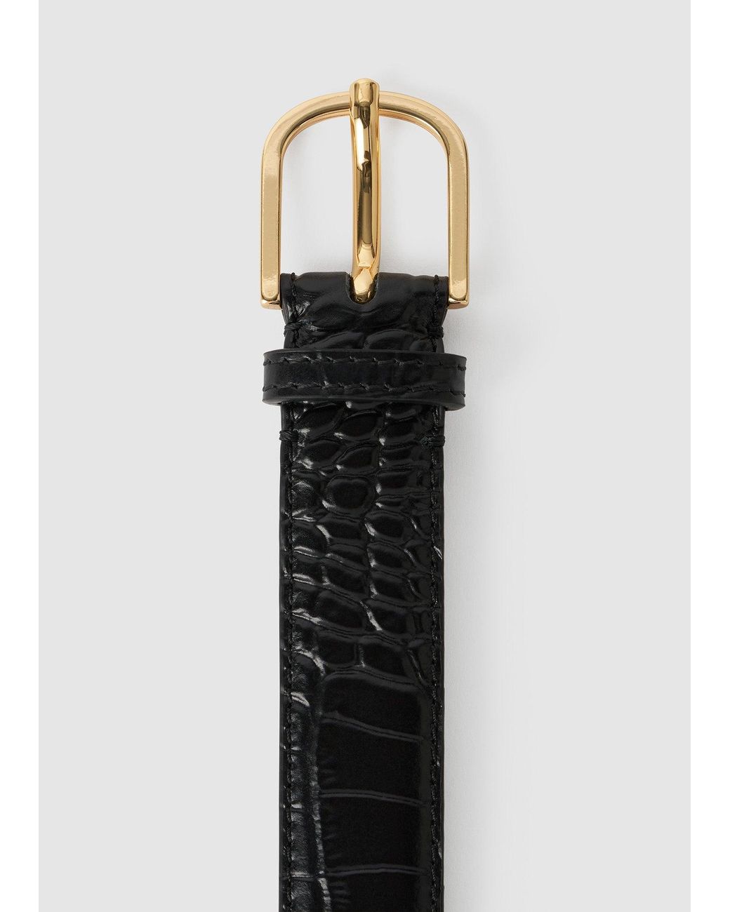 Totême White Slim Croco-Embossed Belt