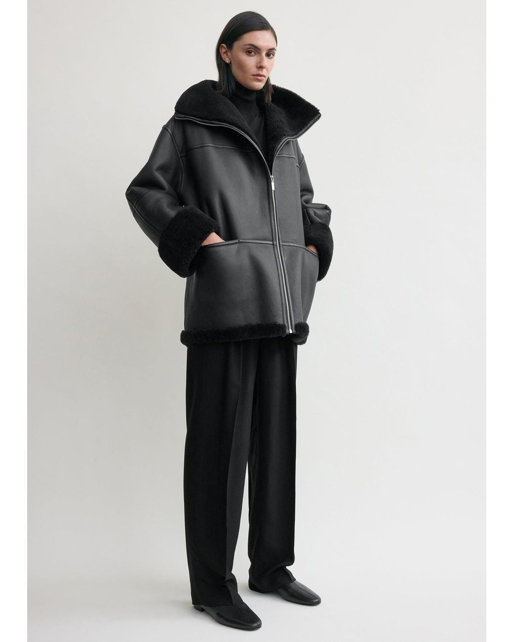 Totême  Black Signature Shearling Jacket