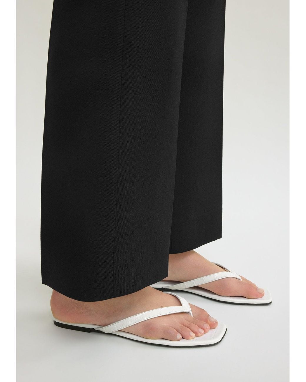 Totême  White Croco-Embossed Flip Flops