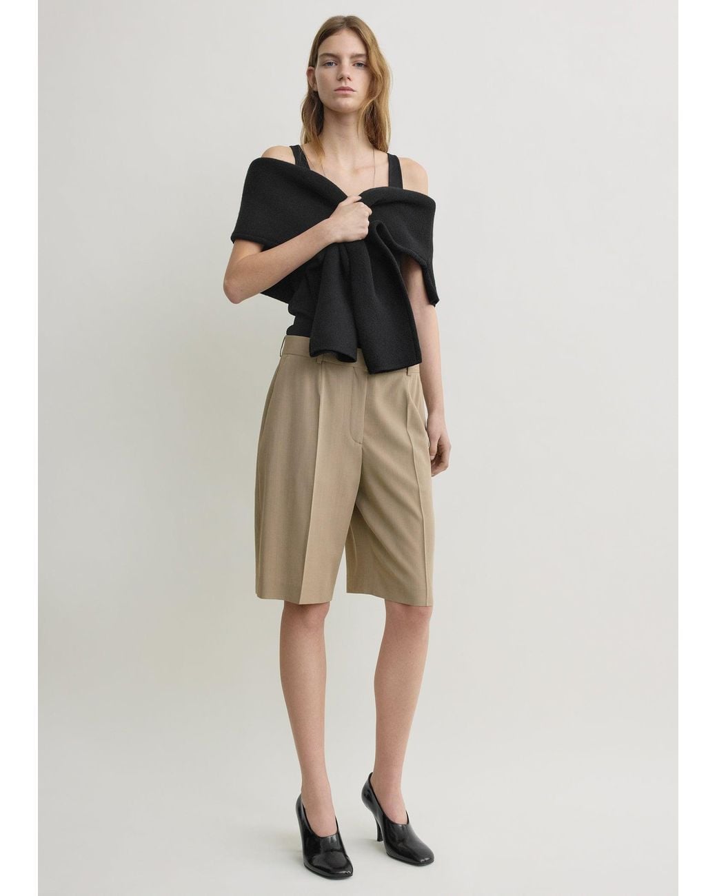 Totême Gray Wide Fluid Shorts