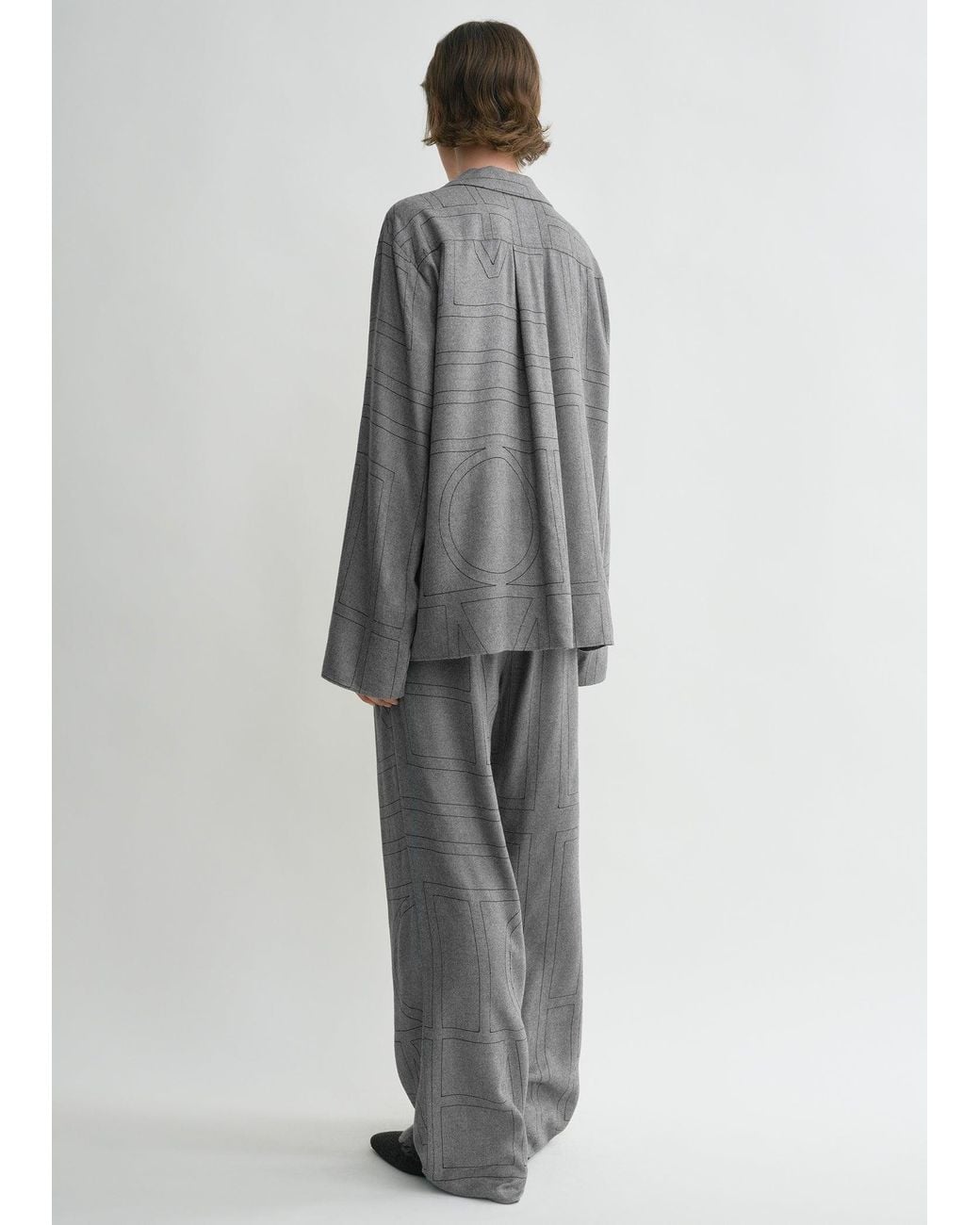 Totême Gray Monogram Flannel Pj Top