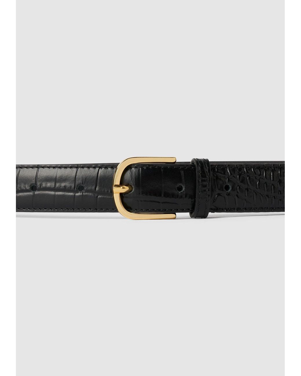 Totême White Slim Croco-Embossed Belt