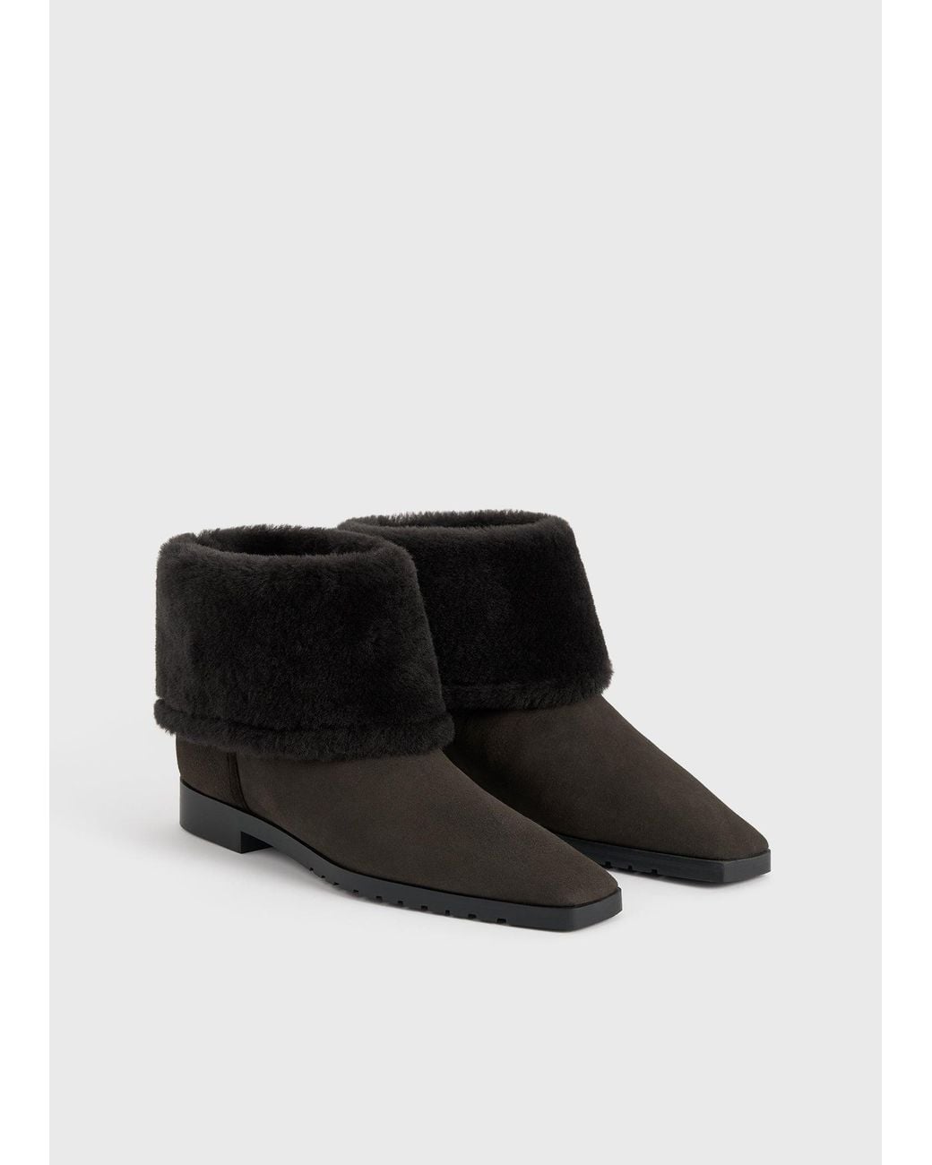 Totême Black Fold-Down Shearling Boots
