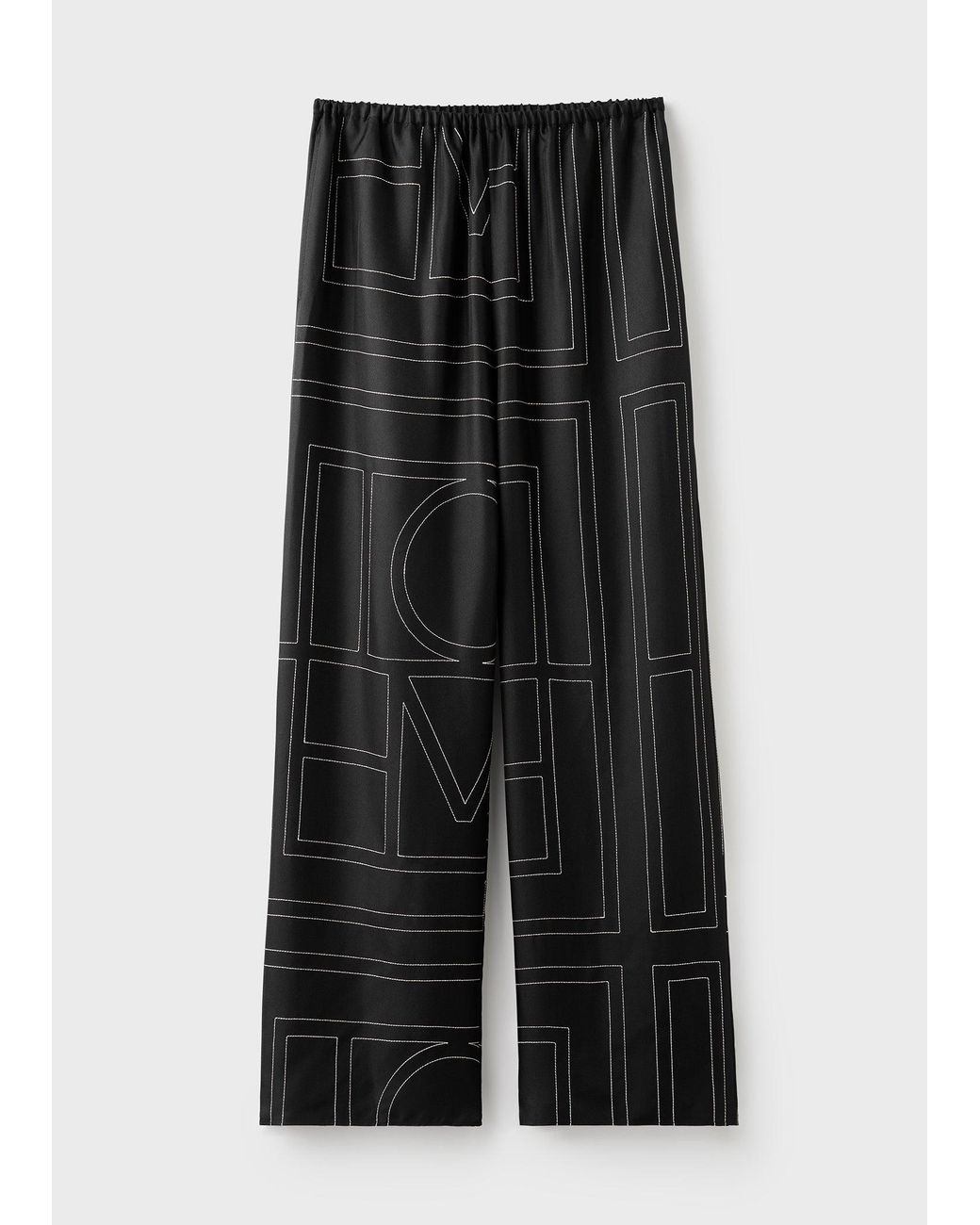 Totême Black Monogram Silk Pj Bottoms