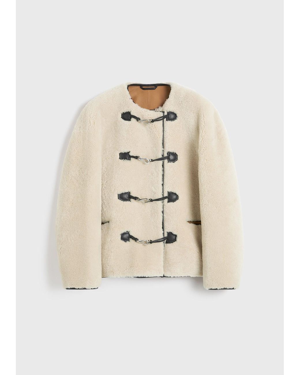 Totême Blue Teddy Shearling Clasp Jacket