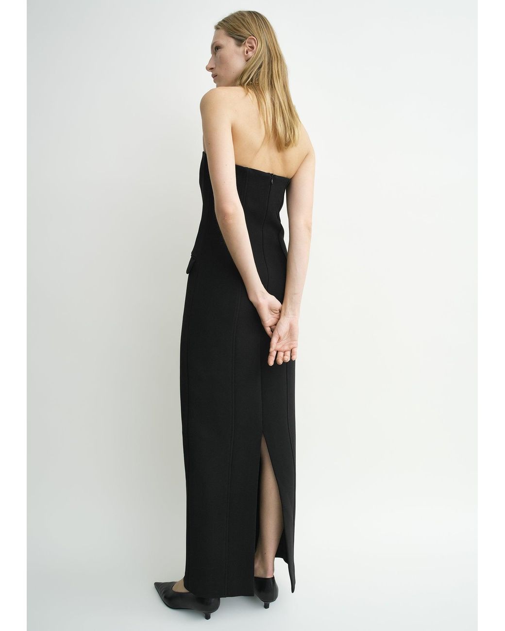 Totême  Black Strapless Pocket Dress