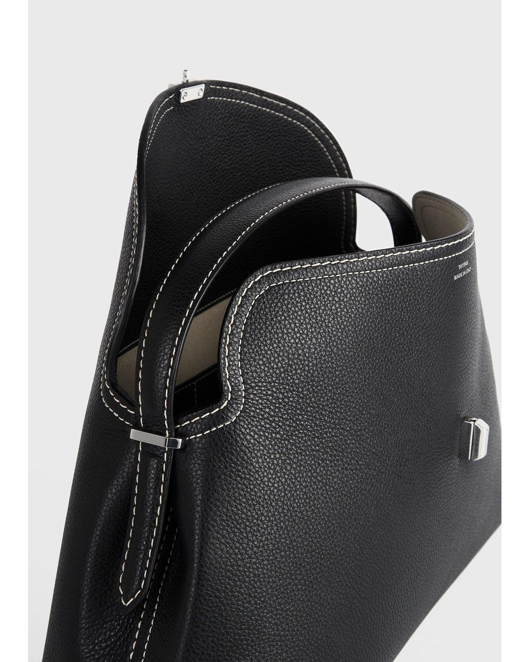 Totême Black T-Lock Grained-Leather Top Handle
