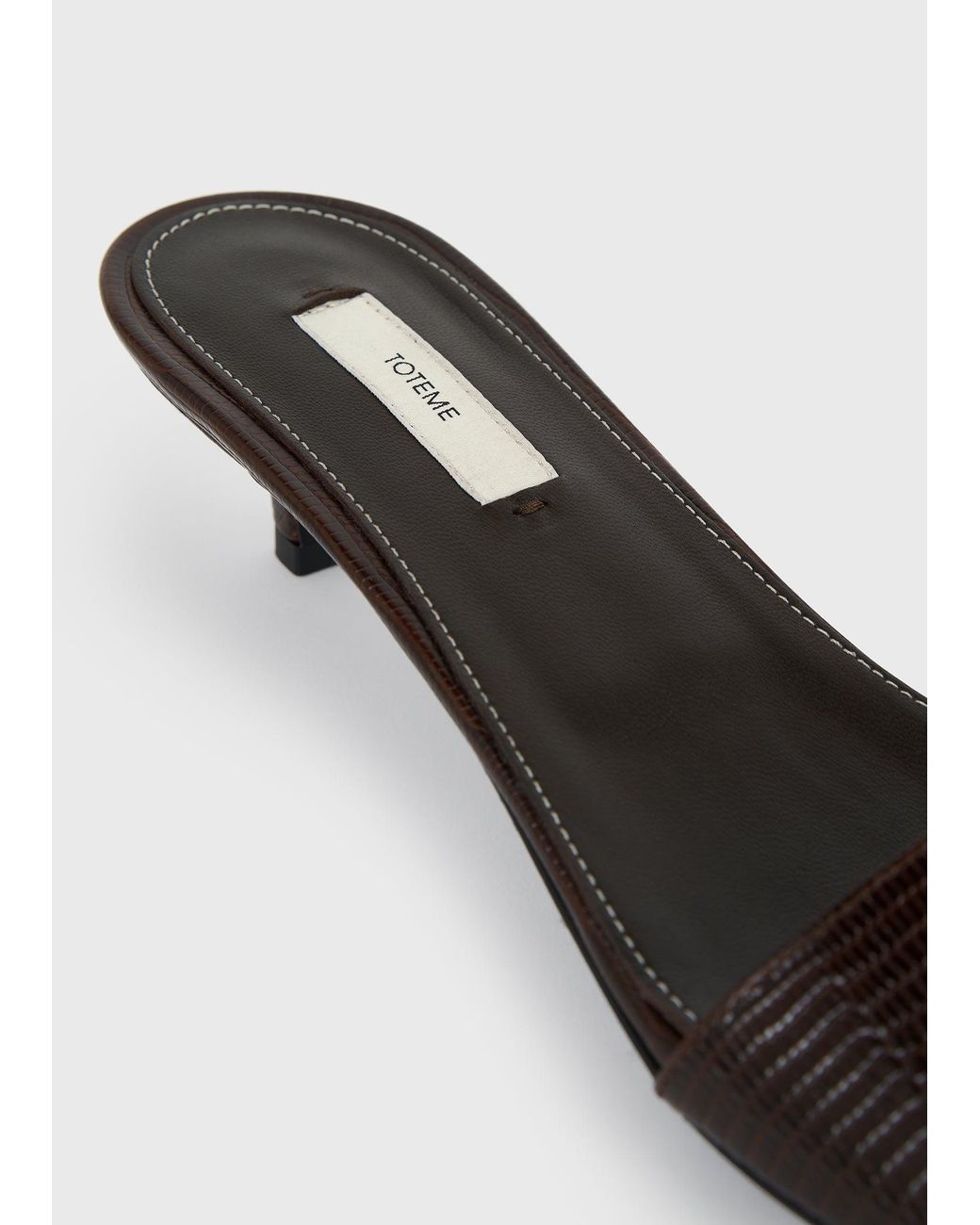 Totême White Slim Lizard-Embossed Bandeau Mules