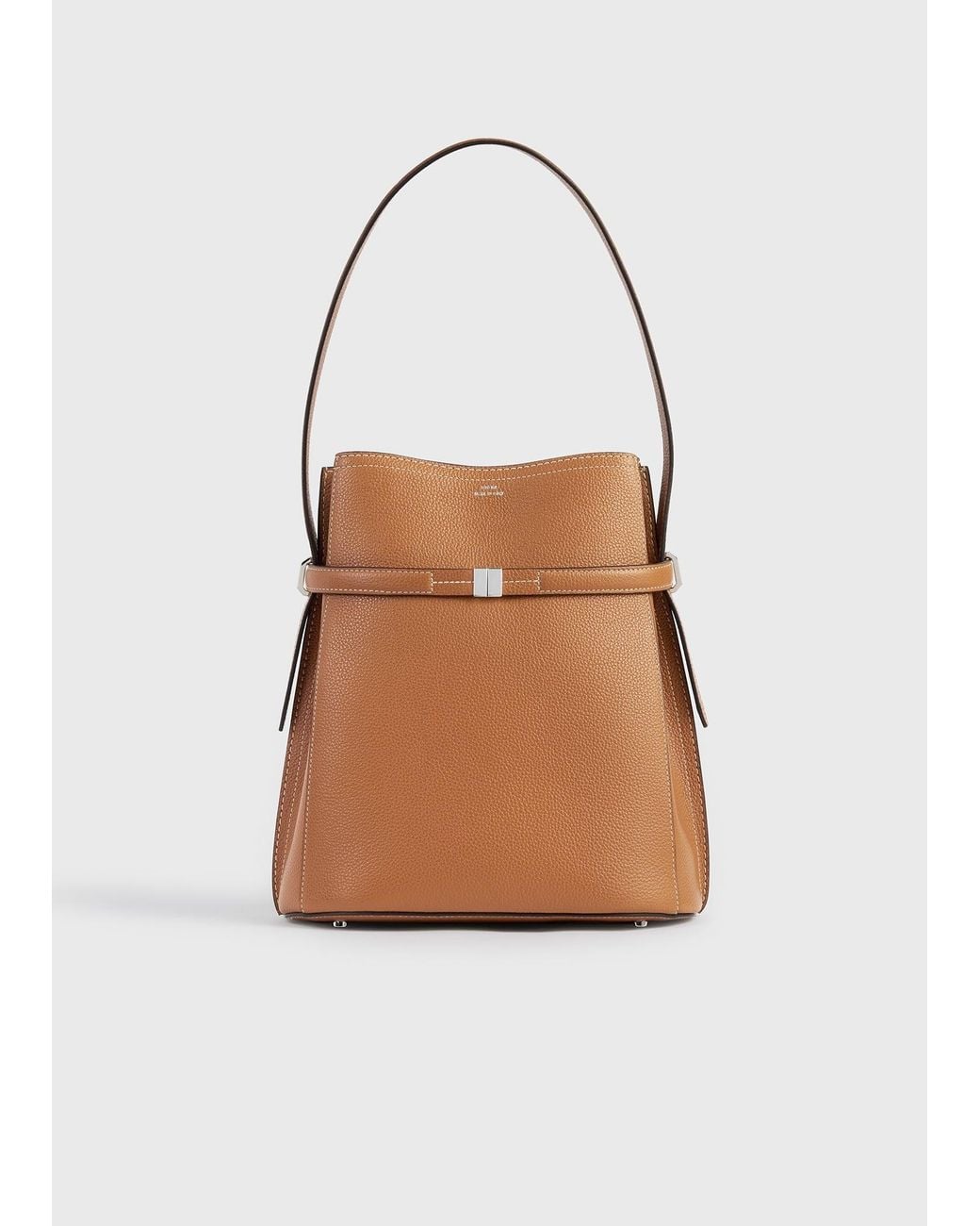 Totême White Belted Grained-Leather Bucket Bag