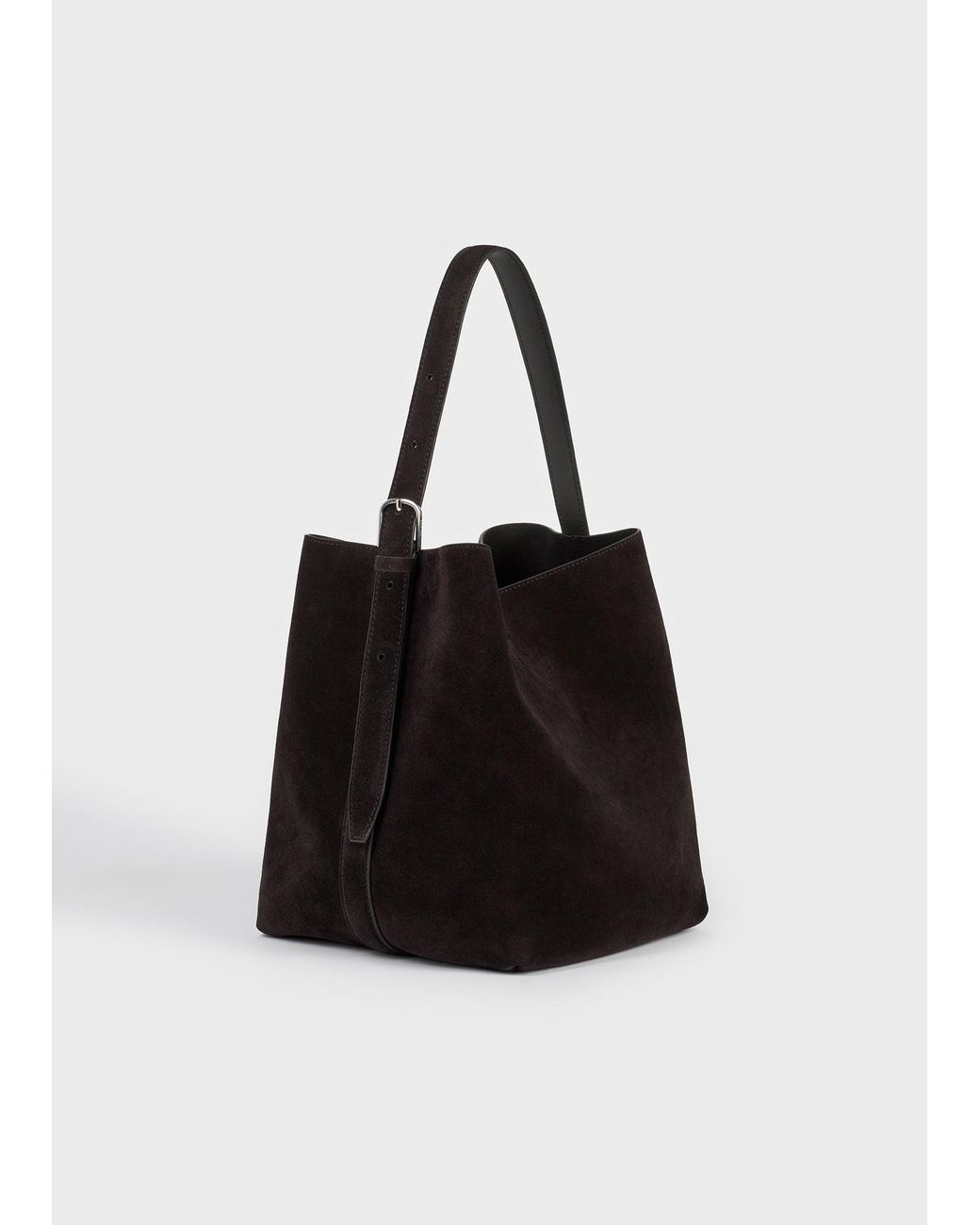 Totême Black Medium Belted Suede Tote