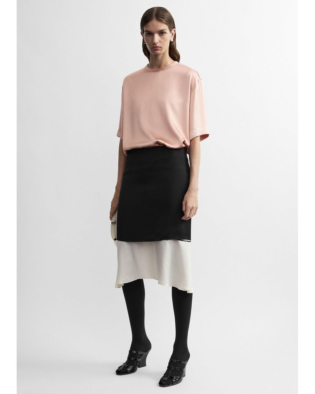 Totême White Layered Raw-Edge Skirt