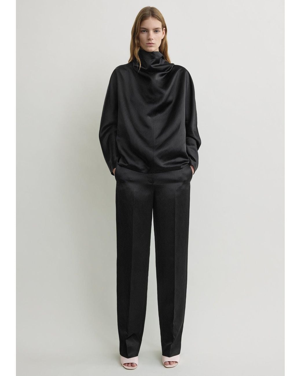 Totême Black Cowl Neck Blouse