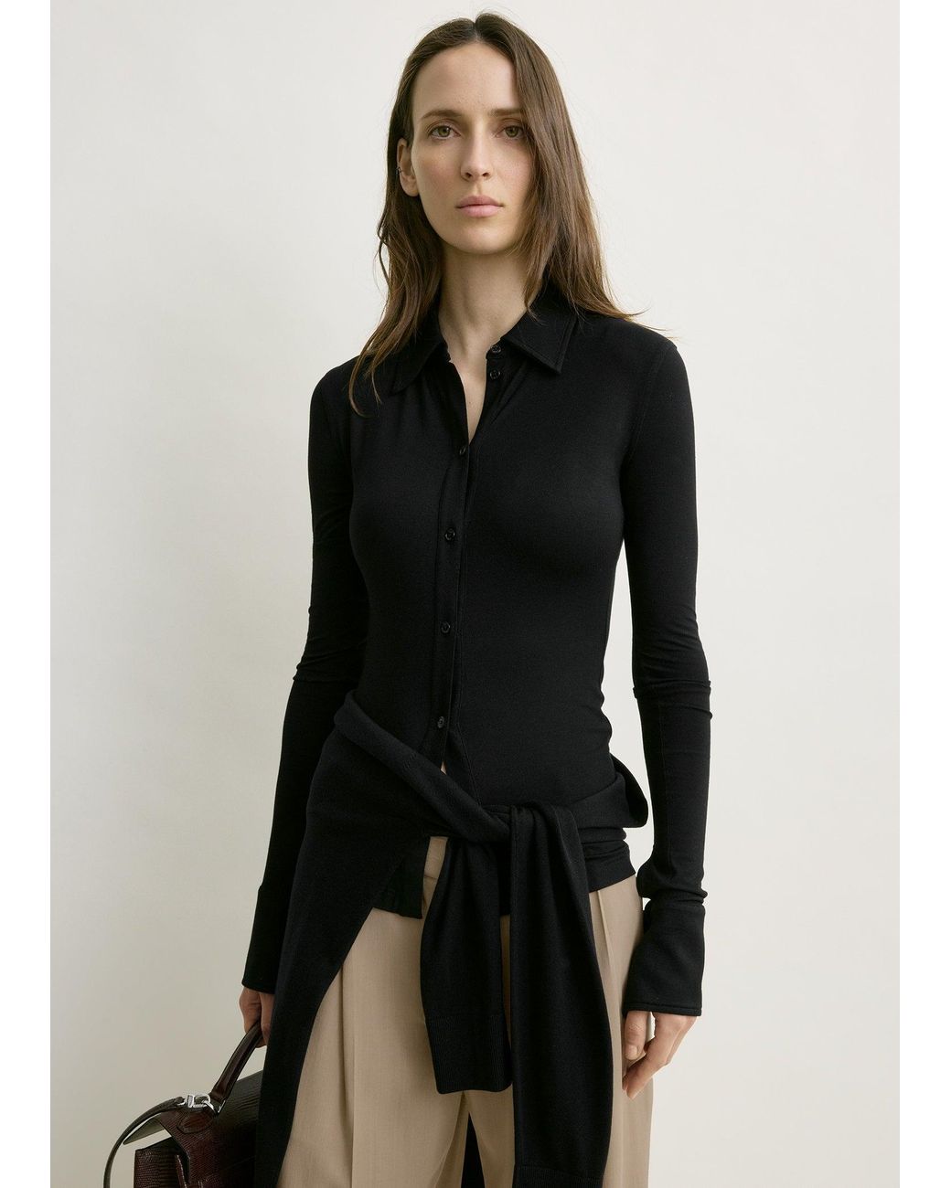 Totême Black Fitted Jersey Shirt