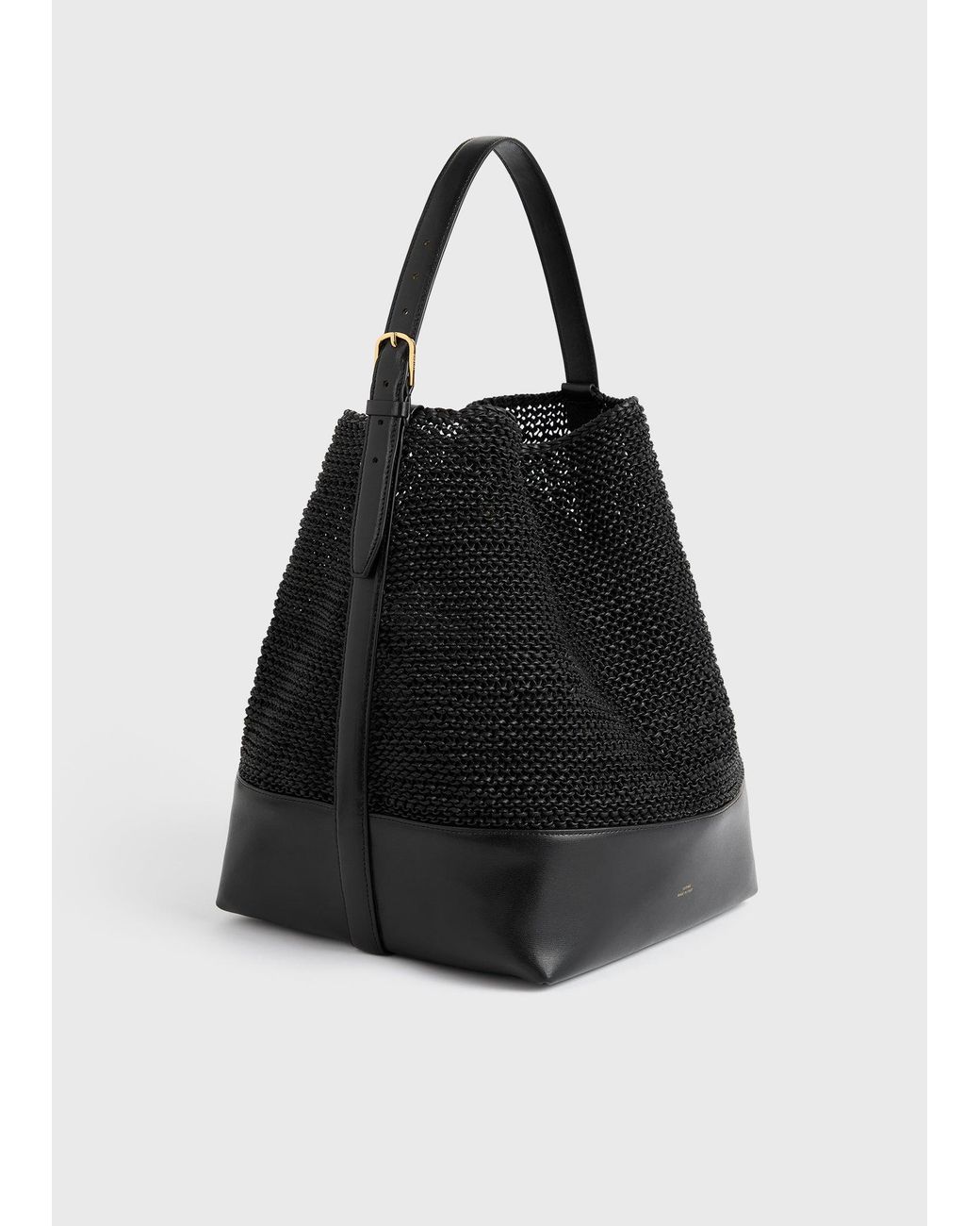 Totême Black Belted Woven-Leather Tote