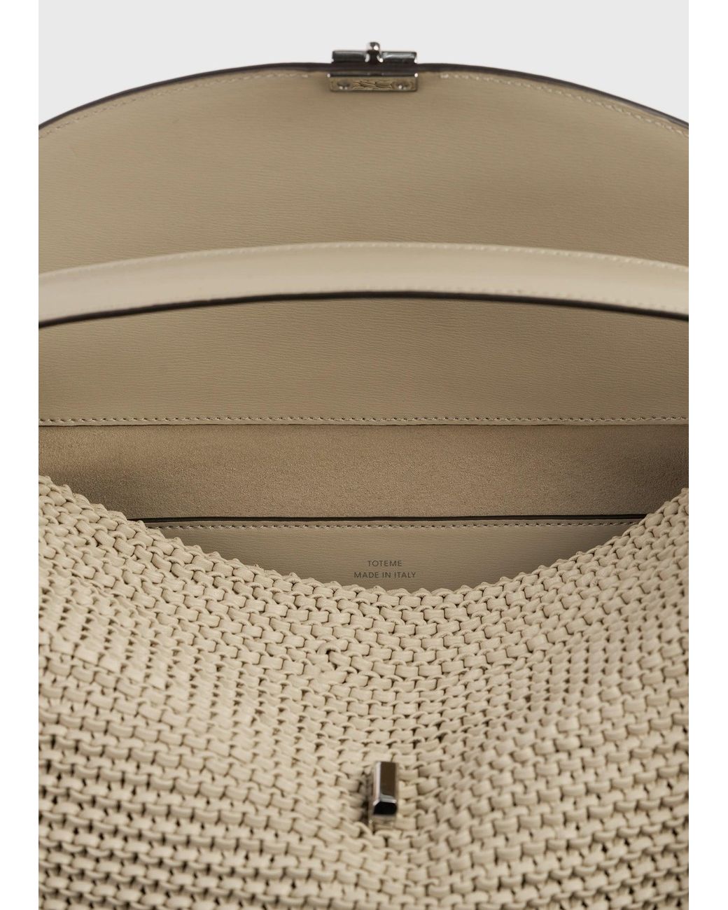 Totême Natural T-Lock Woven-Leather Top Handle