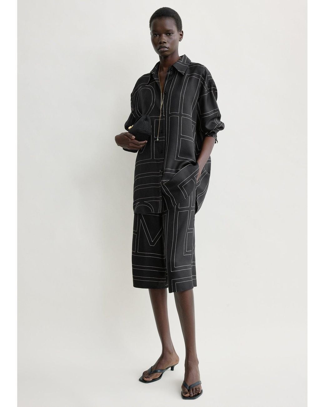 Totême Black Classic Embroidered Shirt