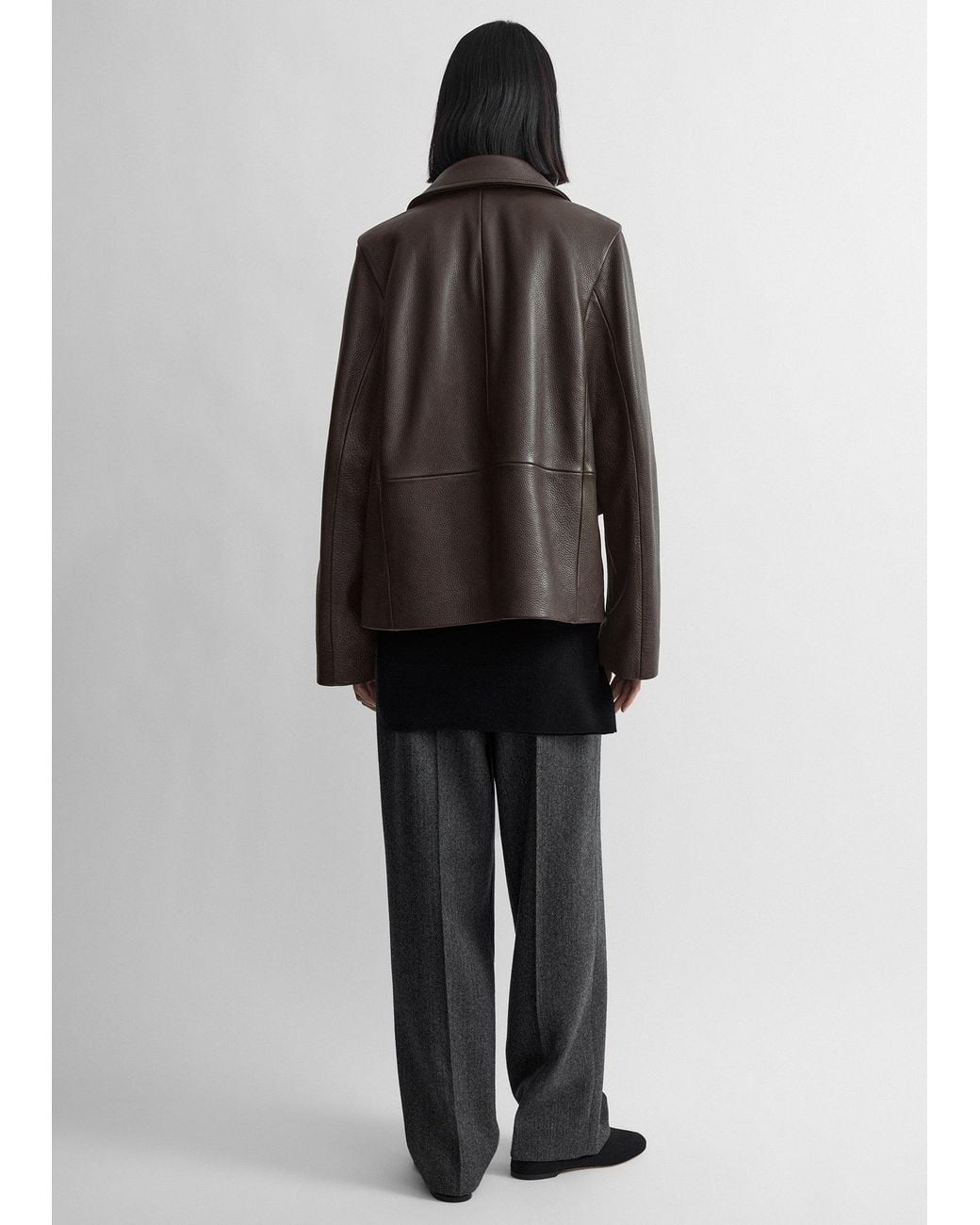 Totême Brown Grained Leather Jacket