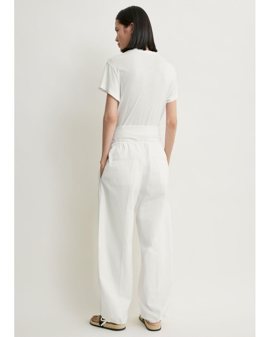 Totême White Drawstring Cotton Trousers